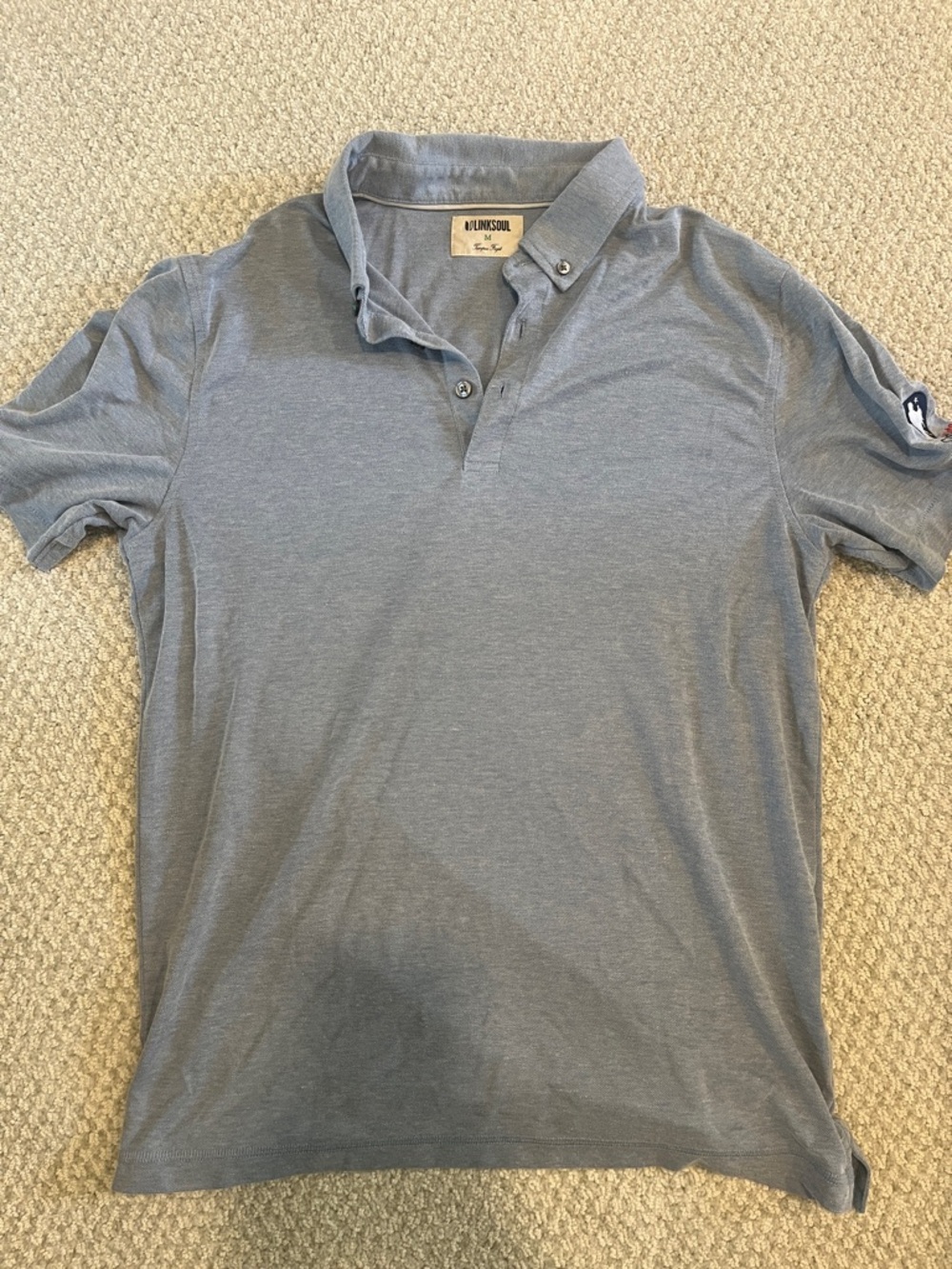 Linksoul Men’s Heather Light Blue Button-Down Collar Polo